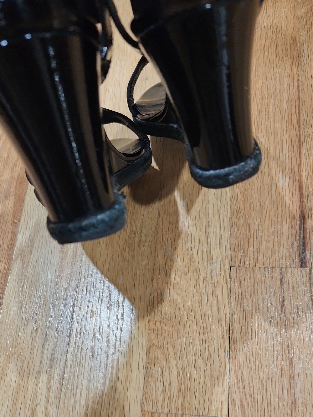Fendi Black Patent & Elastic T-Strap High Heel Sandals - Picture 5 of 7